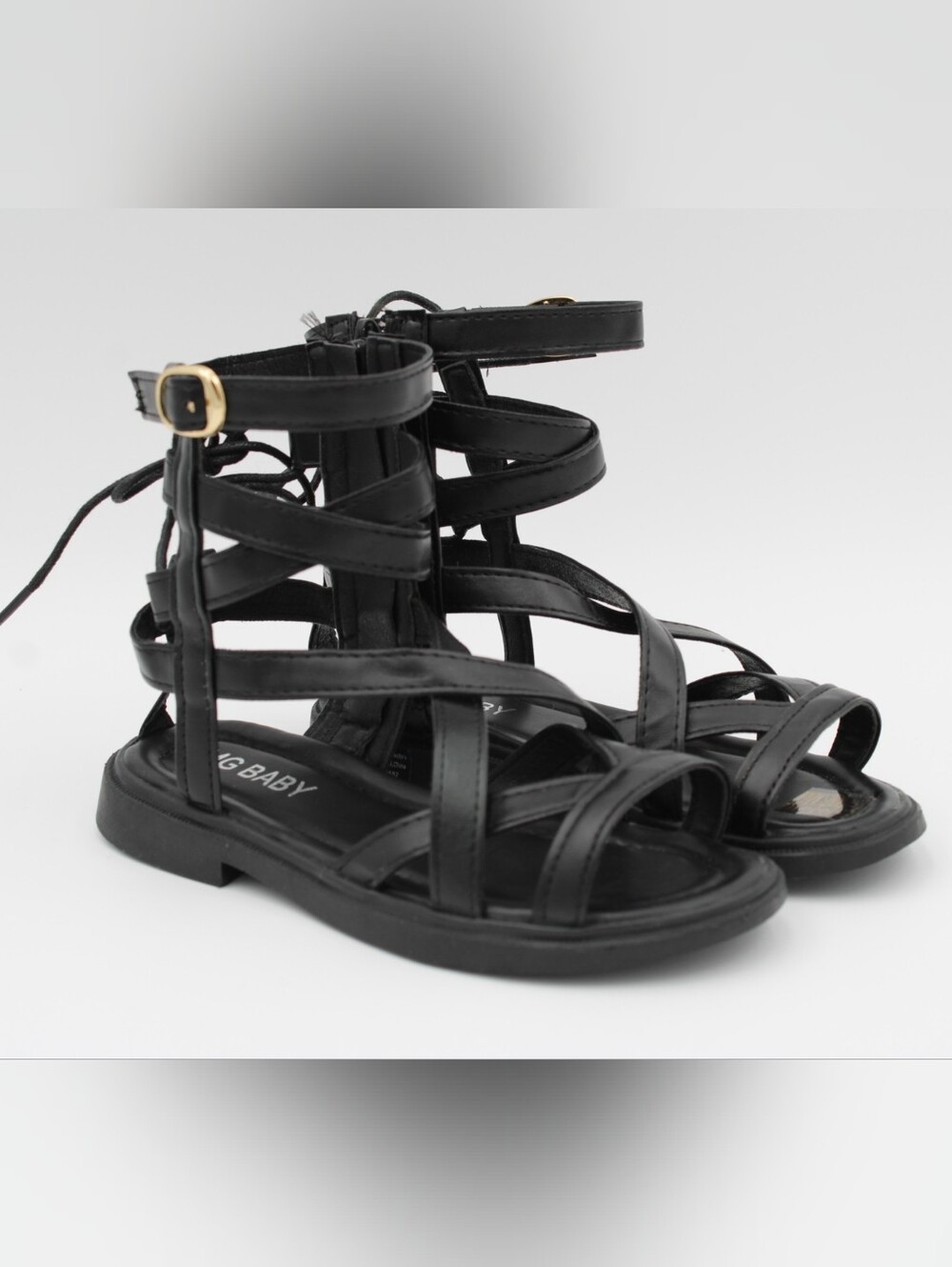 NWOT SHEIN Kids Black Gladiator Sandals Size 13/13.5